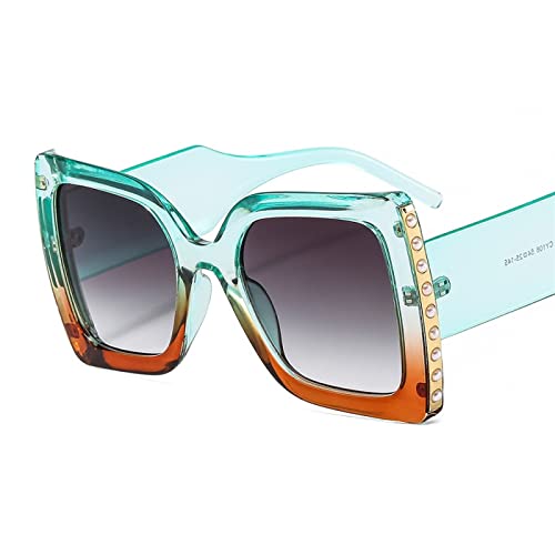 Lunettes de soleil femmes transparent bicolore à grand miroir plat