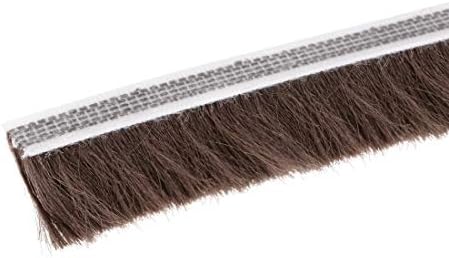 sourcing map Brush Weather Stripping, Adhesive Felt Door Seal Strip Pile Weatherstrip Door Sweep Brush for Door Window 197Inch L X 0.9 Inch W (5000mm X 23mm) Brown
