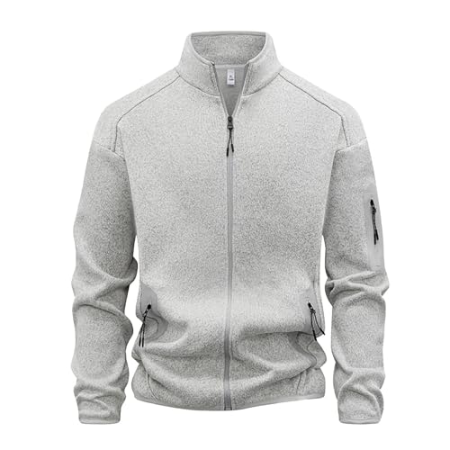 Slxbear Chaquetas bomber para hombre, informales, con cremallera completa, bolsillos con cremallera, manga larga, ajuste regular, chaquetas resistentes al viento, cuello alto, cortavientos, ropa de