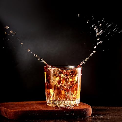 Image of GLASKEY Whiskey Glasses Set of 4,Lead-Free Crystal Old Fashioned Glass,Scotch Glass Tumblers for Drinking Bourbon,Cognac,Irish Whisky,Whisky Glass Gift Set for Men,Dad,Brother-10oz