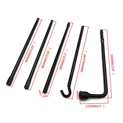 SKULL PIVOT Spare Tire Repair Tools, 5 Black Wheel Lug Wrench Spare Tire Kit Compatible with Ram 1500 2002-2015 Pickup Repair Change Tool