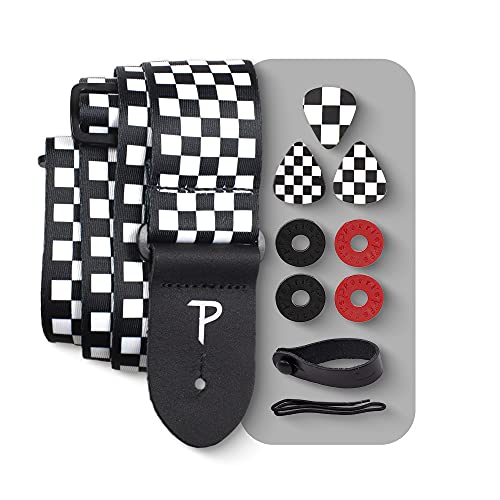Perri’s Leathers Ltd – PKG Sangle de guitare en polyester – 3 médiators moyens 0,71 mm, 1 adaptateur acoustique en cuir… - Les Beatles, Paul McCartney, John Lennon, RIngo Starr, George Harrison Perri's Leathers Ltd - PKG Sangle de guitare en polyester - 3 médiators moyens 0,71 mm, 1 adaptateur acoustique en cuir…