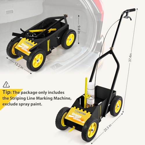 GADFISH Heavy Duty Striping Line Marking Machine, Compatible with Inverted Marking Spray Paint, Parking Lot Striping Machine for Fast and Accurate Marking, Line Striper - Black