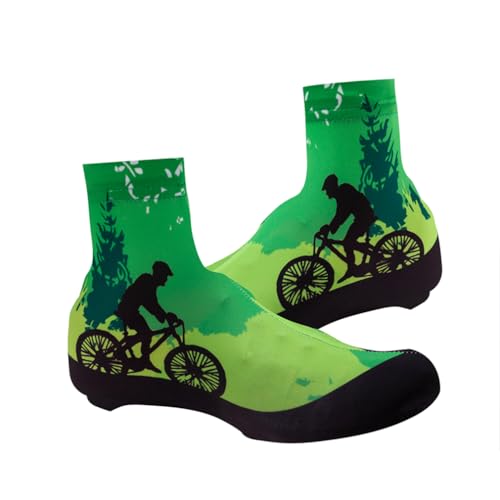 Cubiertas para zapatillas de ciclismo impermeables al viento, para bicicleta de carretera, color verde, talla M miniatura 1
