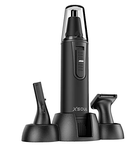 Nose Hair Trimmer for Men and Women,XSOUL 3 in 1 Professional Ear Hair Trimmer Painless Eye Brow Trimmers Battery-Operated for Facial Grooming