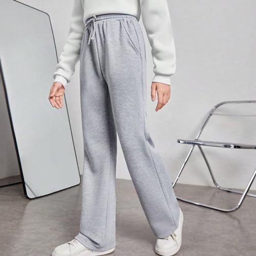 Image of SweatyRocks Girl's Drawstring Waist Straight Leg Sweatpants Solid Workout Joggers with Pockets