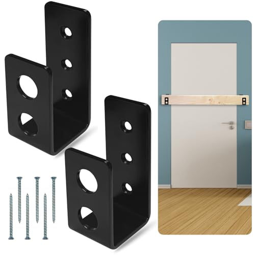 SecurityMan Heavy Duty 2x4 Door Barricade Brackets - 700lbs of Force, Door Brace Install in -(2pc) Thick 3.5mm Iron Metal U Bracket | Rust Proof - Gate Bar Holder for Indoor/Outdoor Door Security Bar