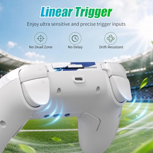 Image of YUYIU LED Wireless Controller for PS5 /Pro /Slim /PC, Hall Effect Joysticks & Triggers /Macro /Turbo /6-Axis Gyro /Dual Vibration /3.5mm Audio Jack /1500mAh Battery Gamepad with Speaker (Sports Colors)