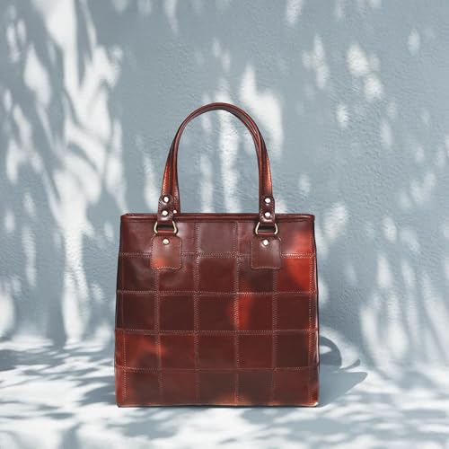 Image of Celtic Genuine Leather Tote Bag for Women | Multi Panel Design Spacious Shoulder Handbag for Office Work and Daily Use | Fits Up to 13 Inch Laptop | Multi Color | Gift for Women