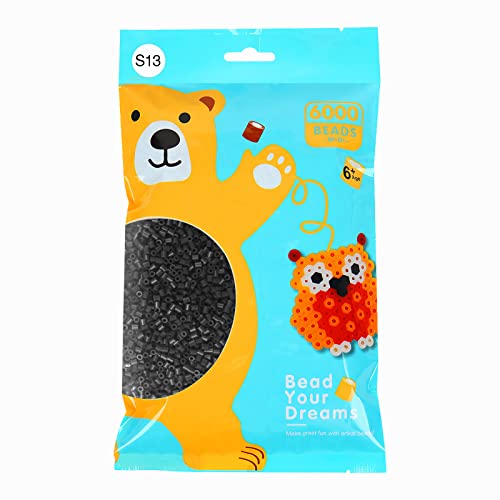 Artkal Fuse Beads 6000 Pieces Melty Beads 5mm Iron Beads Compatible Perler Beads Hama Beads, Black