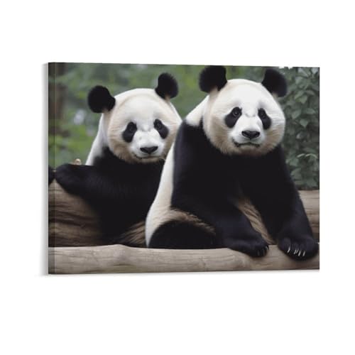 Toile panda suspendre salon chambre esthétique sans cadre