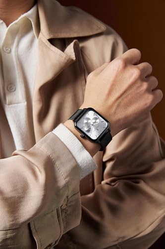 Image of London Fog Hampstead Collection Chronograph Watch for Men with Square Dial, Luminous Hands & Hour Markers, Date Display & Mesh Metal Strap - LFM10007