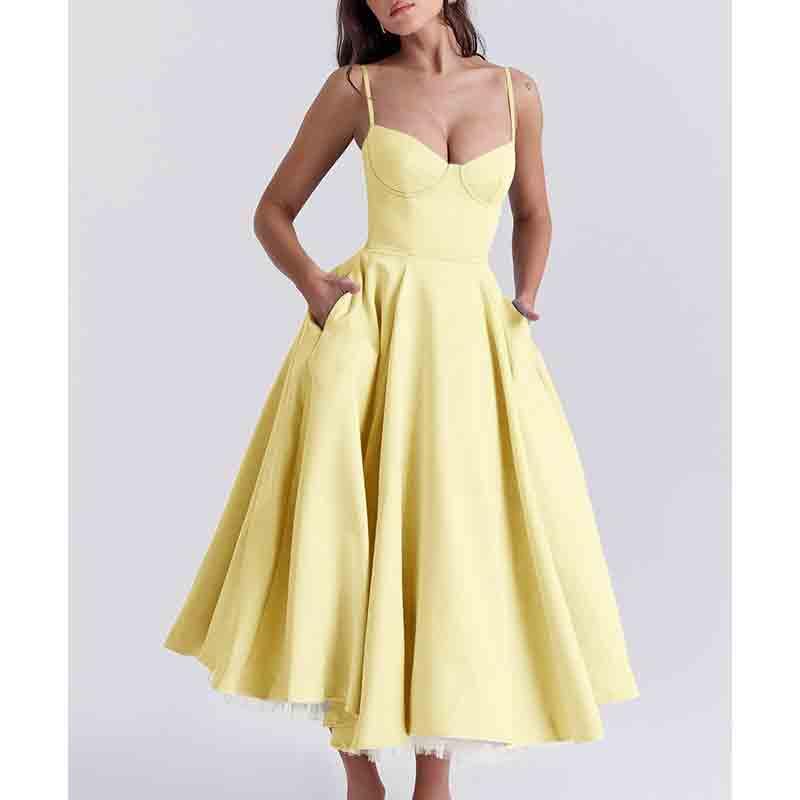 Women's Princess Dress French mesh Large Swing Double-Layer Suspender Dress Slim fit Skirt3