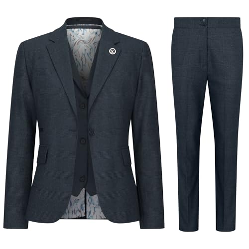 Women's Three-Piece Tailored Fit Suit in Prince of Wales Check