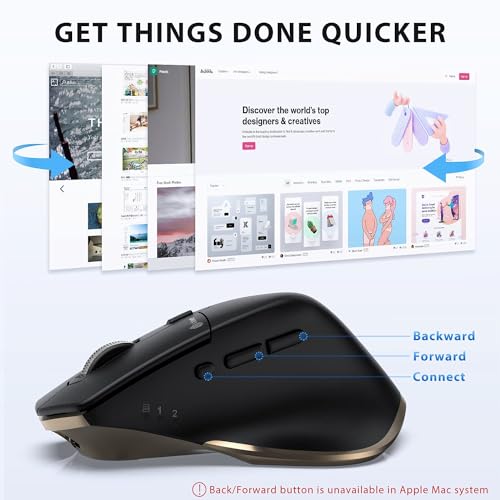 iClever Wireless Mouse with Bluetooth or USB Receiver, 5 Adjustable 2400DPI Rechargeable Computer Mouse, Wireless Mouse for Laptop, iPad, MacBook, Tablet, PC - Image 6