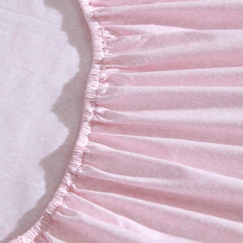 Image of Laura Ashley - Queen Size Sheet Set, Crisp & Lightweight Cotton Percale Bedding with Fitted Sheet and Pillowcases, Floral Room Decor, Deep Pocket, College Dorm Room Essentials (Victorian Scroll Pink)