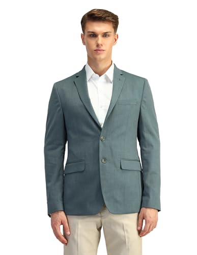 Image of Arrow Mens Green Textured Polyester Notch Collar Long Sleeve Formal Slim Blazer (ARAIBZ5017 Green 42)
