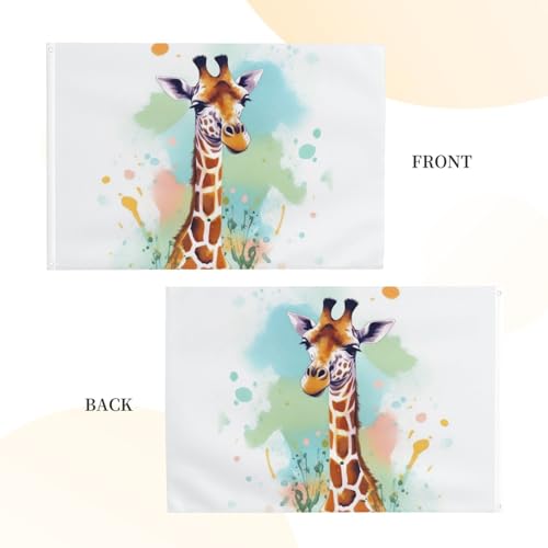 Drapeau extérieur robuste anti-vent drapeau de maison double face girafe toutes saisons - 3