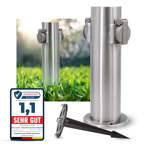 SSC-LUXon Garten Steckdosensäule Gartensteckdose mit Erdspieß Outdoor...