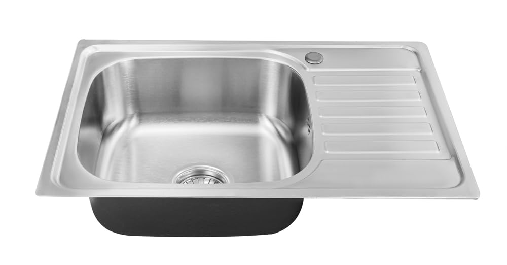 75 x 45 x 18, fregadero de cocina, acero inoxidable 304, grosor del material 0,8 mm, fregadero, fregadero, fregadero empotrado, cuadrado, 1 seno, cocina pequeña (superficie de estante)