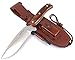 JEO-TEC Nº9 Cuchillo Supervivencia Caza Monte bushcraft Camping Outdoor Campo - Funda de Piel con pedernal y Piedra afilar incluidos - Acero MOVA-58 - Fabricado en España (Cocobolo)