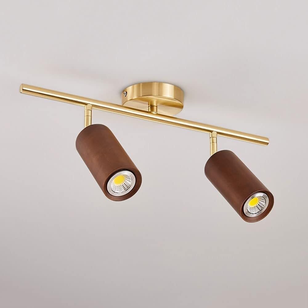 Nowoczesna Drewniana Lampy Sufitowa LED, Minimalistyczny Regulowany Plafon Oświetlenie Sufitowe do Kuchni Jadalni Korytarza(Warm,2 light)