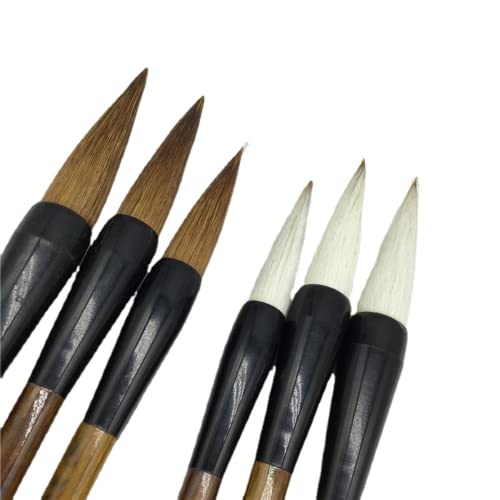 Pinceaux pour calligraphie chinoise traditionnelle, lot de 6 sans perte de poils