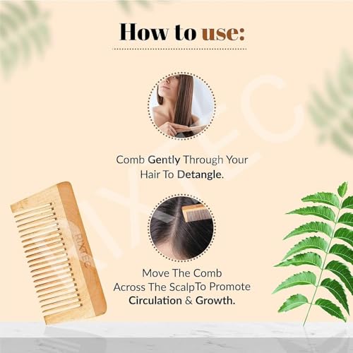 Image of Neem Wooden Comb Set for Women & Men | Wooden combs combo Hair Comb Set | Kachi neem comb for Women for Hair Growth | Dandruff remover comb Neem Wood Kangi for Hair (Pack of 3)