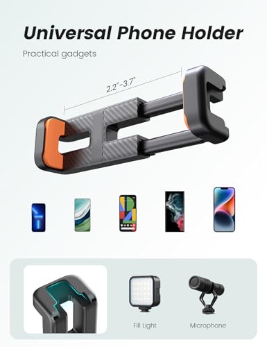 Handy Stativ mit Licht, Tragbarer und Flexibler Phone Tripod für Videoaufnahmen mit Kabelloser Fernbedienung, 360° Drehbare Tischplatte & Reisestative Stativ für Smartphones, iPhone, Kamera 3