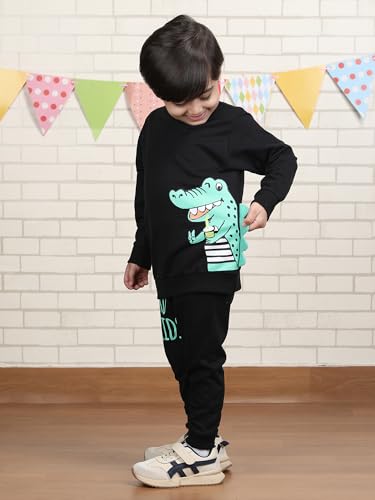 Image of POLKA TOTS 100% Cotton Co-Ord Joggers for Kids | Trendy Sweatshirt & Joggers Set | All Season Wear for Kids, Toddler & Newborn | Soft & Breathable Dress for Boys & Girls | from 6 Months to 8 Years
