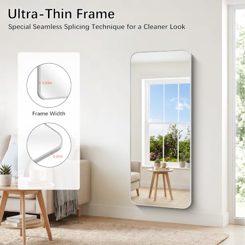 Image of DESBING 60 inchx24 inch Bathroom Mirror for Over Sink, Silver Framed Wall Mirror