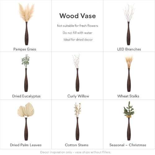 Image of Leewadee Large Floor Vase 41 inches Mango Wood for Pampas Grass, Dried Flowers