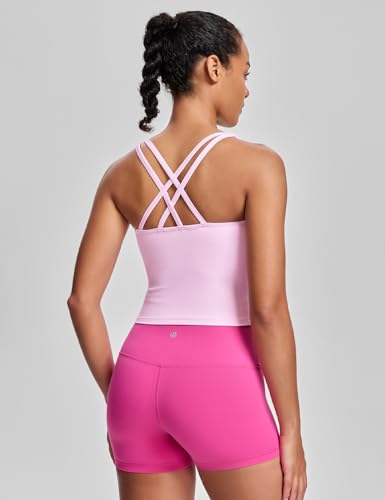 Image of HeyNuts Longline Zeal Bras Medium Impact Wirefree Sports Bras Workout Crop Tank Tops with Removable Pads, A-D Cups