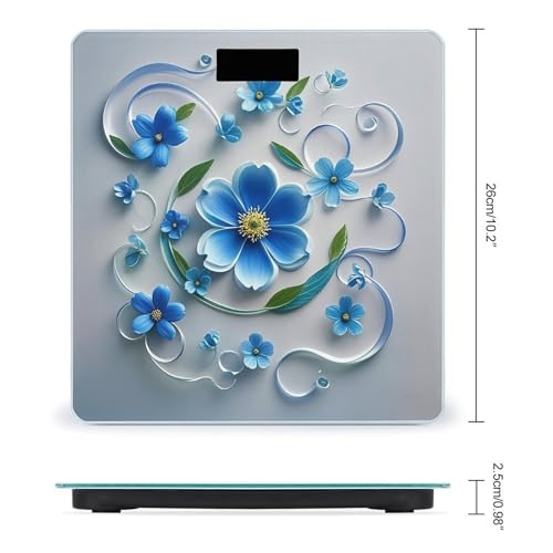 Báscula digital azul mini floral para peso corporal miniatura 2