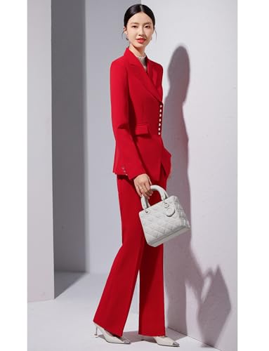 Women's Peak Lapel Suit Two Pieces Jacket and Pants Wedding Uniform Work Outfits4