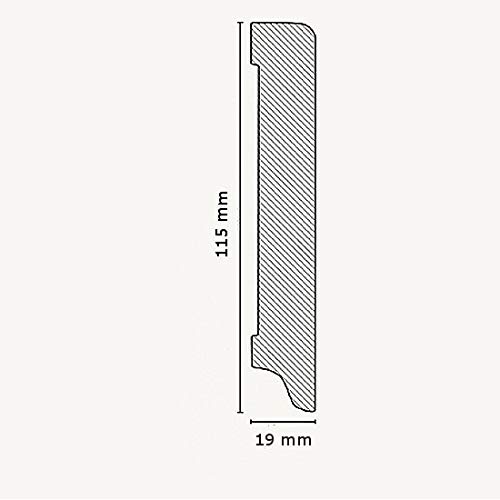PROVISTON - Battiscopa in MDF, 19 x 115 x 2500 mm, nucleo in MDF laminato, bianco, per incollare, viti e chiodi, 62,5 m, 25 pezzi