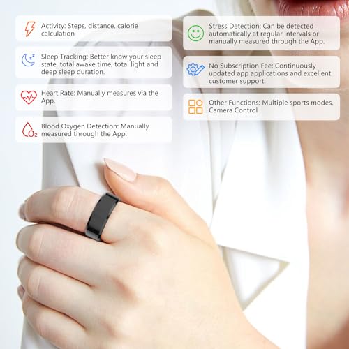 GenXenon Fitness Tracker Smart Ring,Step Counter,Heart Rate Blood Oxygen Sleep Tracker Health Ring, 5ATM Waterproof Long Battery Life Smart Rings Compatible with iOS & Android - Image 3
