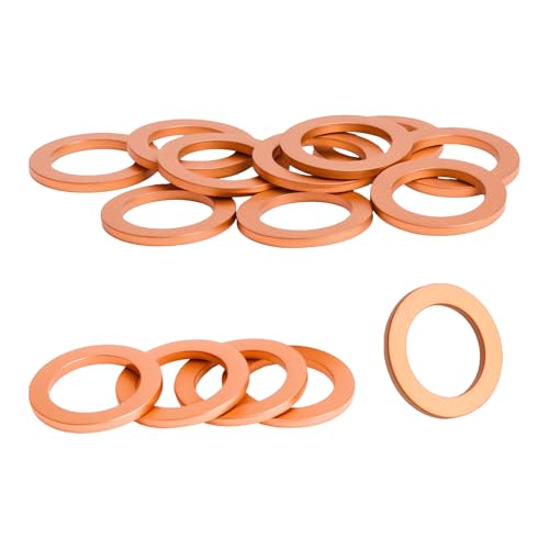 LOLANIUT 10 piezas arandelas de cobre M12 x 18 x 1,5 mm，arandela carter aceite para junta tapon aceite，arandela tapon carter aceite para coche y moto，ideal para cambio de aceite