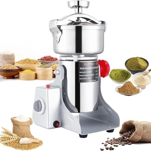 Molino de Granos Comercial de 1000 G, de Acero Inoxidable de Alta Velocidad, con Diseño Giratorio de 270° y Potente Motor de 3500 W, ideal para Harina, Especias Secas, Café, Arroz y Pimienta