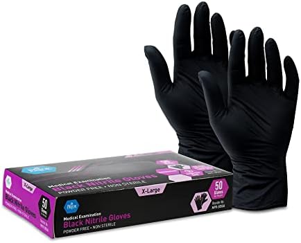 MED PRIDE Black Nitrile Examination Gloves Medium [Box of 50]- 4 Mil Thick Disposable Latex/Powder-Free Surgical Gloves For Doctors Hospital & Home Use