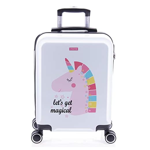 imome Cool Maleta de Cabina Infantil Let's Get Magical 55x40x20 cm | Equipaje de Mano, Trolley de Viaje Ryanair, Easyjet | Maleta de Viaje Rígida Divertida Unicornio Juvenil