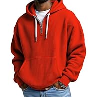【Features】This men's quarter zip pullover hoodie features a modern loose-fitting design. It has a waffle texture, firm stitching, an arc-shaped hem, long sleeves, and is available in multiple colours. It also has a drawstring, hood, adjustable elasti...