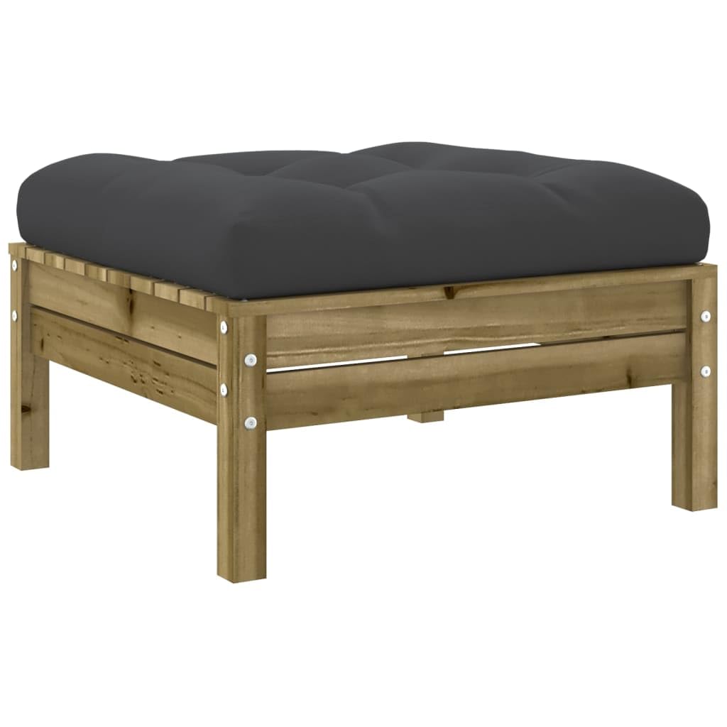 vidaXL Repose-Pied de Jardin avec Coussin, Table Basse, Tabouret de Patio Balcon Terrasse Arrière-Cour Extérieur, Bois de Pin Imprégné