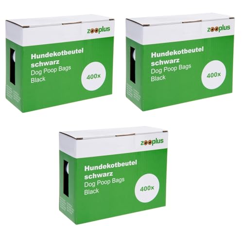zooplus Hundekotbeutel | Beutelgröße: 30 x 22 cm | Passend zu gängigen Kotbeutel-Spendern | ohne Duft | unparfümiert |schwarz | Kotbeutel | Gassigehen | Hunde Hygiene | 1200 Beutel
