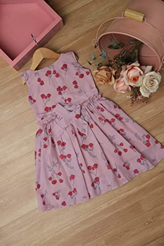 Image of TAGAS Toddler Girls Floral Print Tiered Layer & Belted Dress