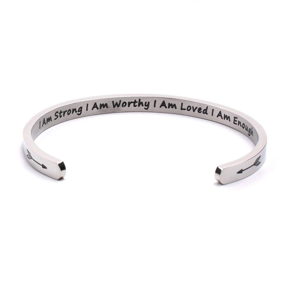 Inspirational Bracelet Cuff Bangle Motivational Friend Encouragement Jewelry Gift for Women…