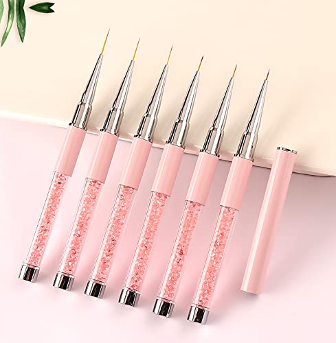 6PCS Nail Art Liner Brushes Long Set including Lid and Diamand Handle 5/7/9/11/13/15mm - Image 3
