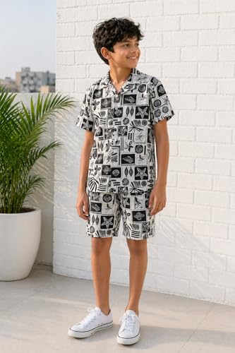Image of Ninos Dreams Boys Cotton Rayon Halfsleeves Coord Set with Shirt & Shorts /Boys Vacation wear /boys co ord set /Boys Tropical print Shirt & Shorts set /Boys Clothing Set
