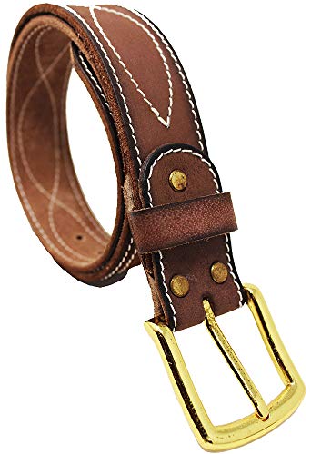 55-56 Men's Leather Casual Fancy Stitched Belt Removable Buckle 26AA66BR3