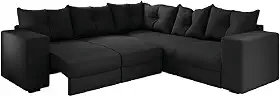 Sofá de Canto Retrátil 5 Lugares Veludo New Qatar Preto Selmer